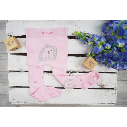 RAJSTOPY dziecięce różowe z psem wzór 520