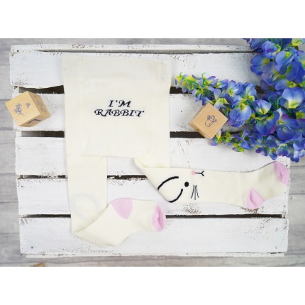 RAJSTOPY dziecięce kremowe i'm rabbit wzór 534