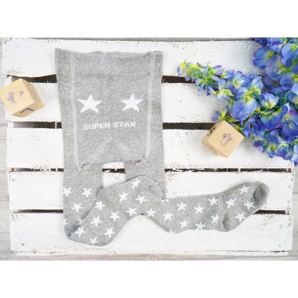 RAJSTOPY dziecięce szare w gwiazdki wzór 532