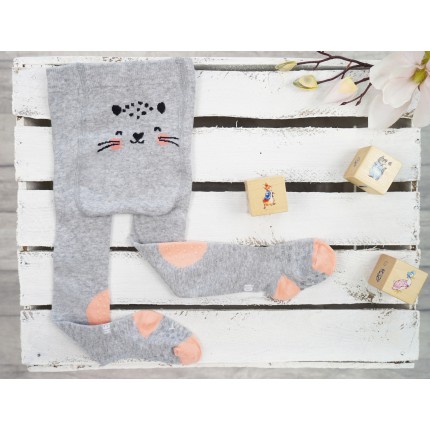 RAJSTOPY do RACZKOWANIA szare z kotem POTRÓJNY ABS! wzór 542