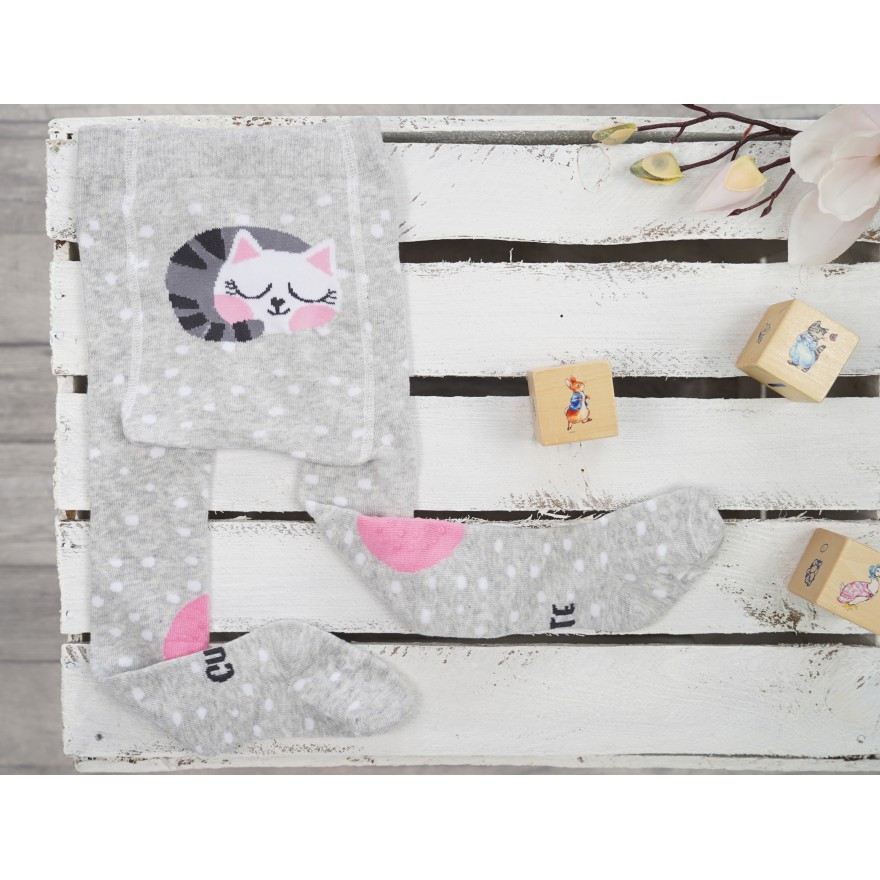 RAJSTOPY do RACZKOWANIA szare kot cute POTRÓJNY ABS! wzór 539