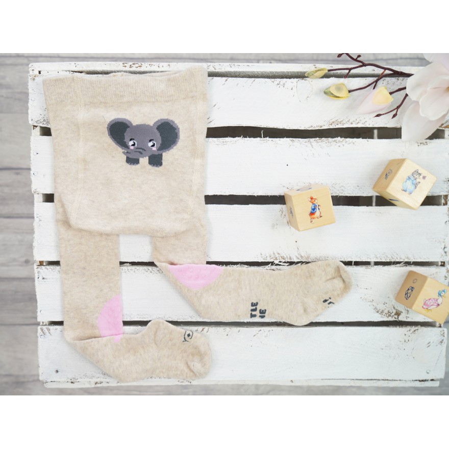 RAJSTOPY do RACZKOWANIA beż ze słoniem POTRÓJNY ABS! wzór 537