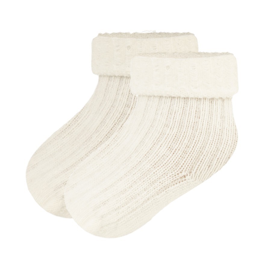Ecru BAWEŁNIANE SKARPETKI bezuciskowe niemowlęce
