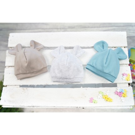 3pak CZAPECZKA dla noworodka SMERFETKA z uszkami chłopięca