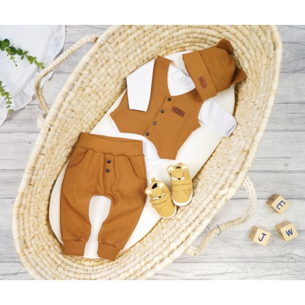 Komplet 2cz brązowy kamizelka + spodnie Gentleman