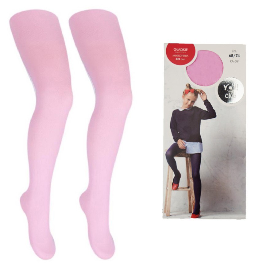 Jasno różowe RAJSTOPY MIKROFIBRA 40 DEN dziewczęce gładkie rajstopki