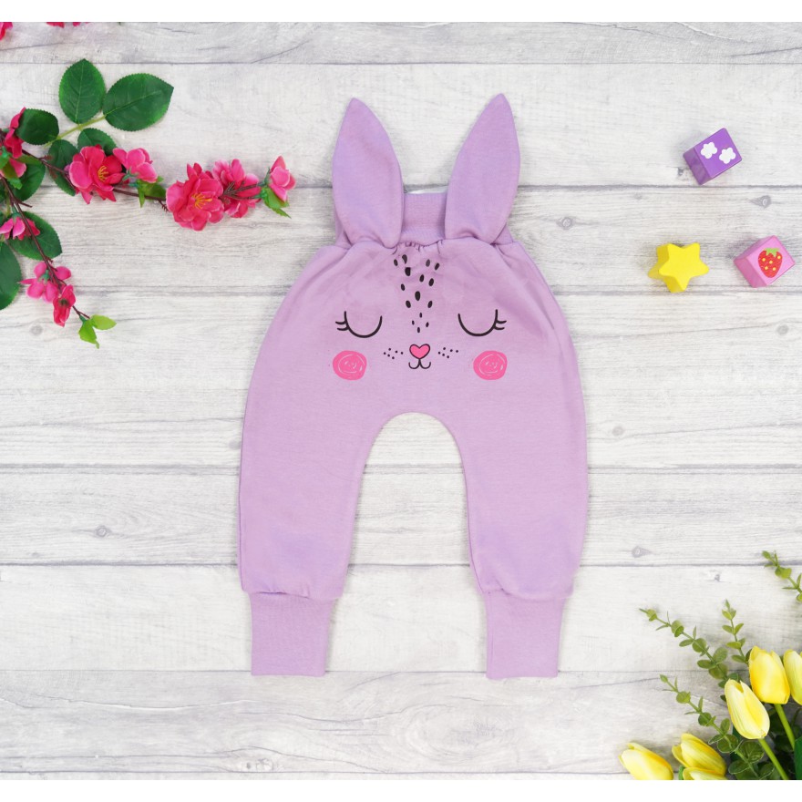 Wrzosowe SPODNIE bawełniane KRÓLIK półśpiochy wiosna jesień