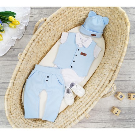 Komplet 2cz błękitny kamizelka + spodnie Gentleman