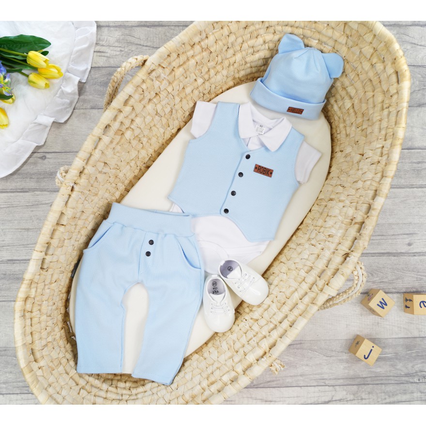 Komplet 2cz błękitny kamizelka + spodnie Gentleman