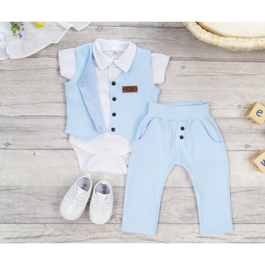 Komplet 2cz błękitny kamizelka + spodnie Gentleman