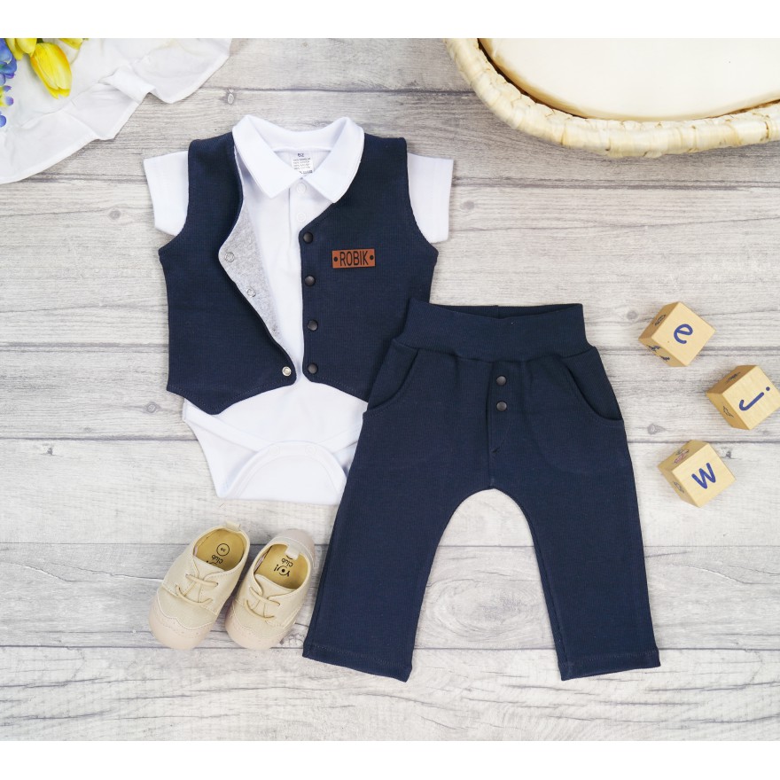 Komplet 2cz grafitowy kamizelka + spodnie Gentleman