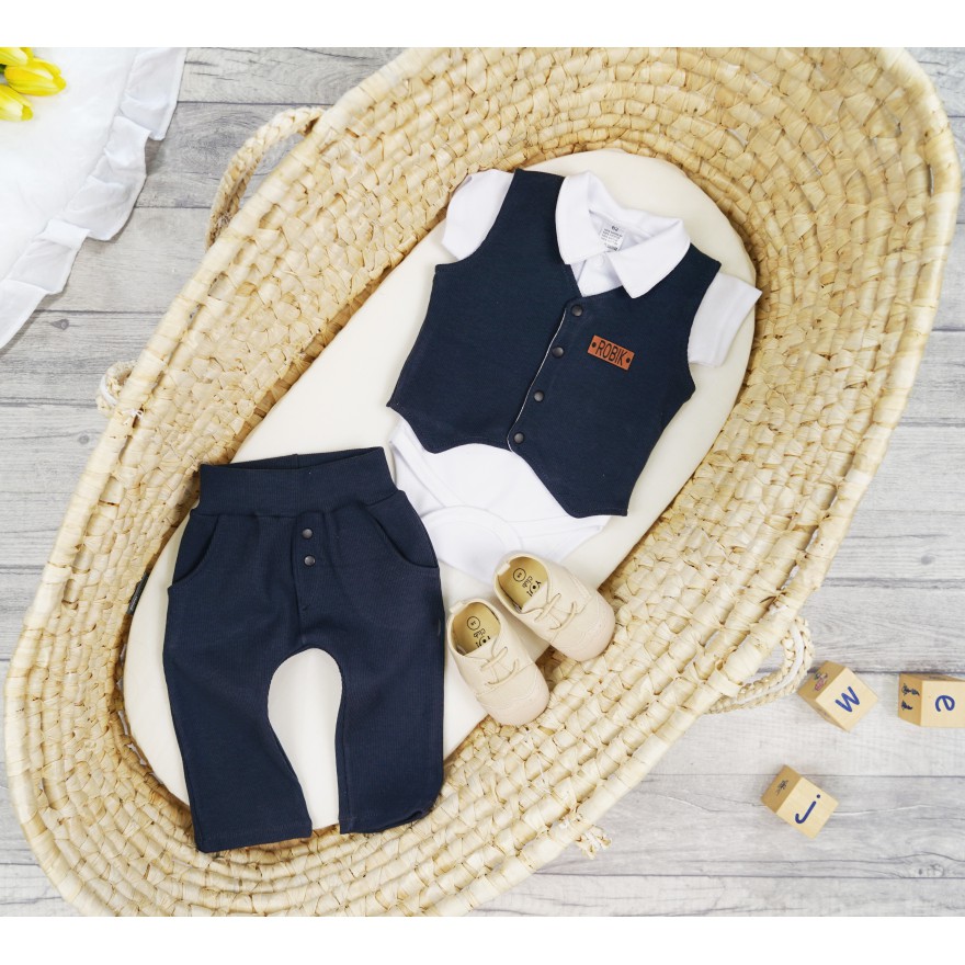 Komplet 2cz grafitowy kamizelka + spodnie Gentleman