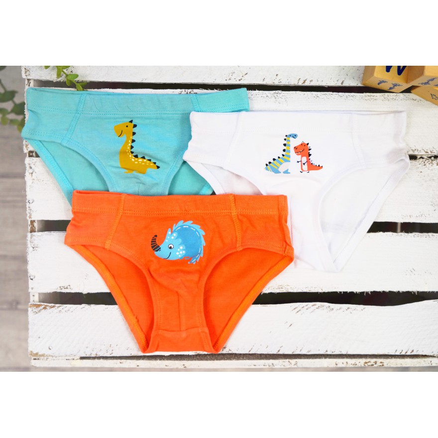 3pak SLIPY slipki chłopięce bawełniane dinozaury