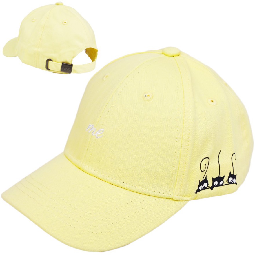 CZAPKA Z DASZKIEM dziewczęca żółta ME koty bejsbolówka