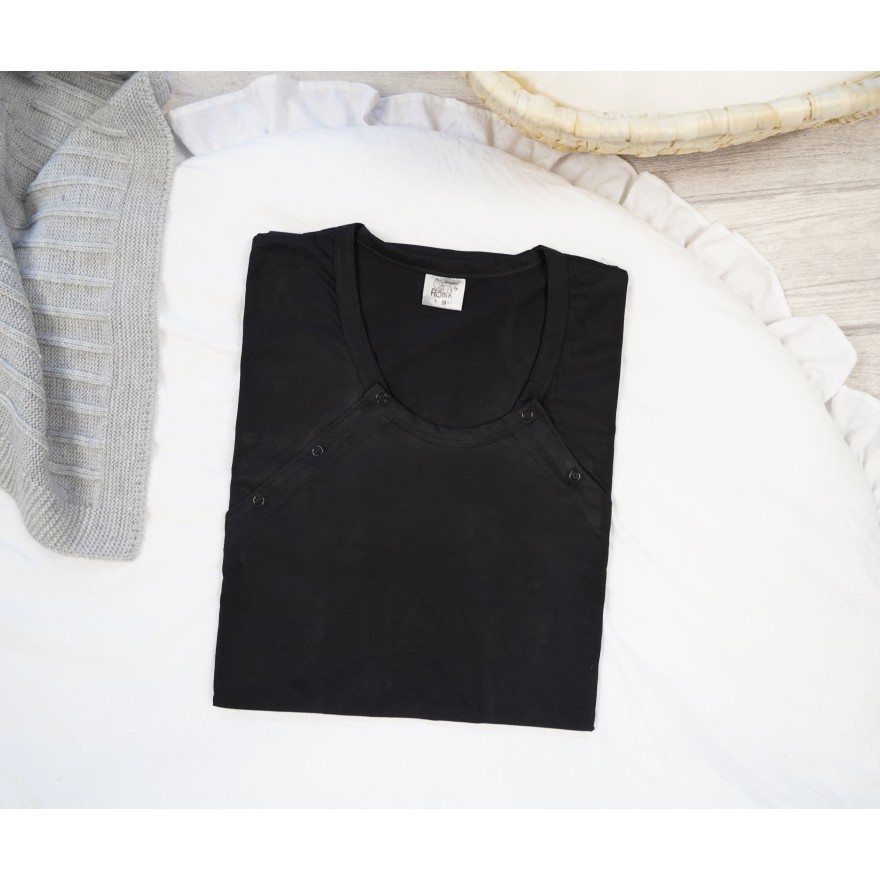 Czarna KOSZULA NOCNA ciążowa do karmienia napy