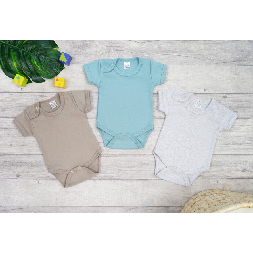 3pak BODY z krótkim rękawem iceberg piaskowy szary