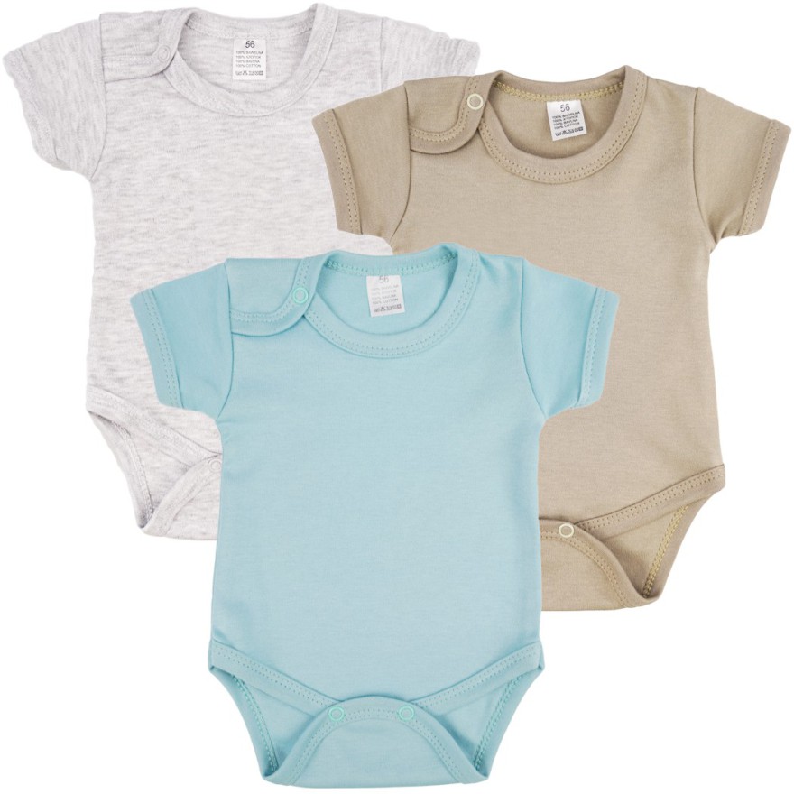 3pak BODY z krótkim rękawem iceberg piaskowy szary