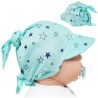 Miętowa czapka CHUSTA w gwiazdki z daszkiem wiązana LATO