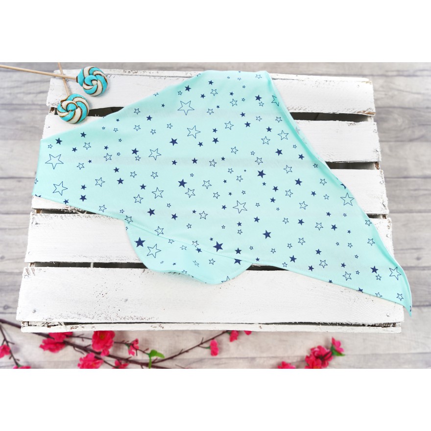 Miętowa czapka CHUSTA w gwiazdki z daszkiem wiązana LATO