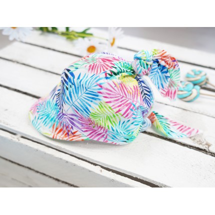 Czapka CHUSTA w liście palmowe z daszkiem wiązana LATO