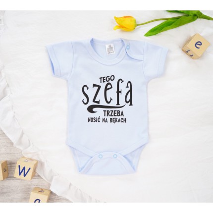 BODY Tego Szefa Trzeba Nosić błękitny wzór 396 krótki rękaw