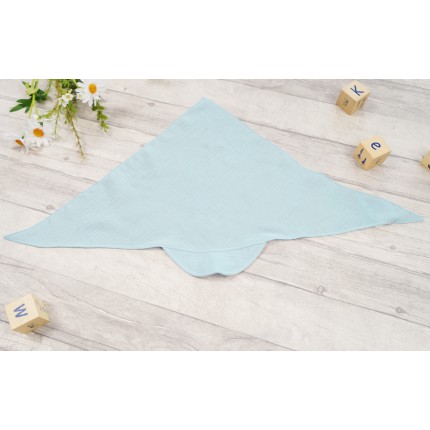 Czapka CHUSTA muślinowa błękitna z daszkiem wiązana LATO