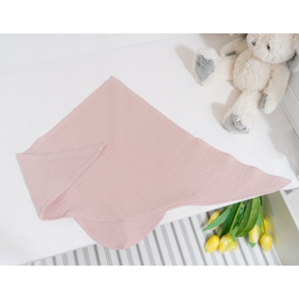 Czapka CHUSTA muślinowa brudny róż z daszkiem wiązana LATO