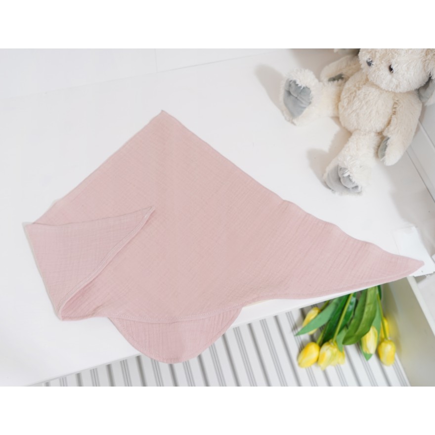 Czapka CHUSTA muślinowa brudny róż z daszkiem wiązana LATO