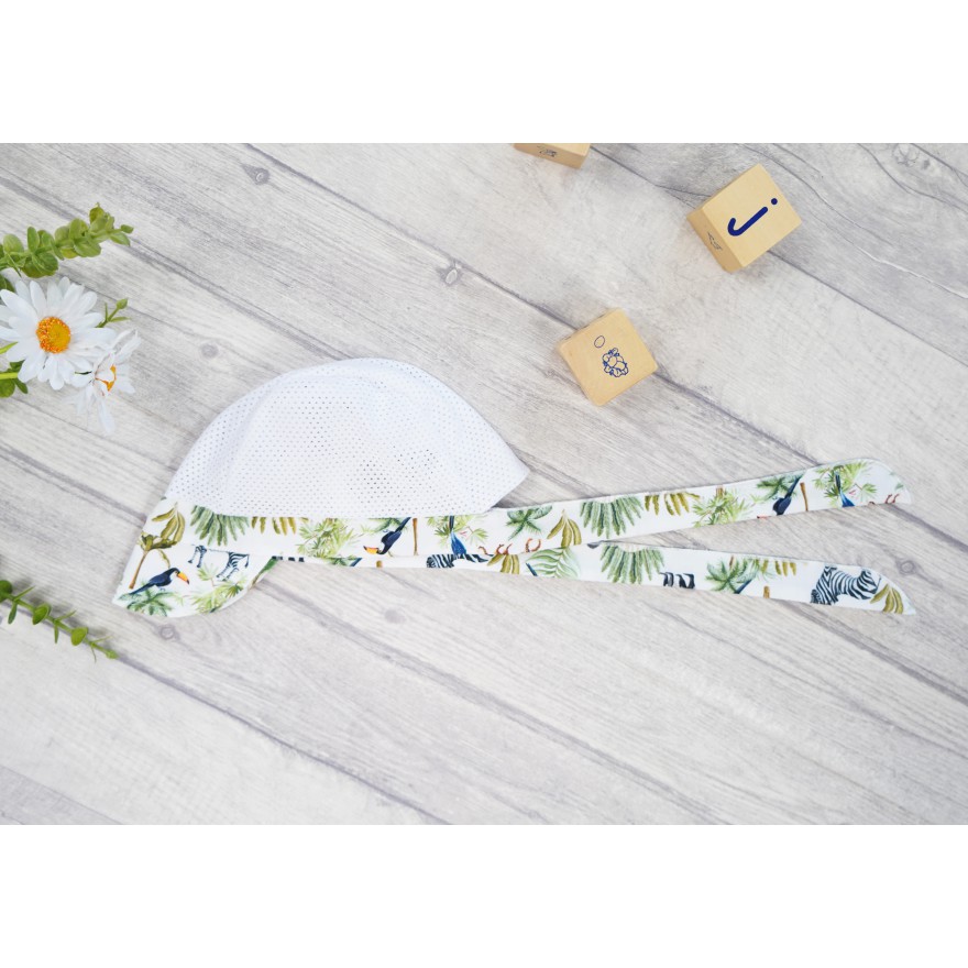 CZAPKA wiązana SAFARI z daszkiem na kark przeciw poceniu głowy