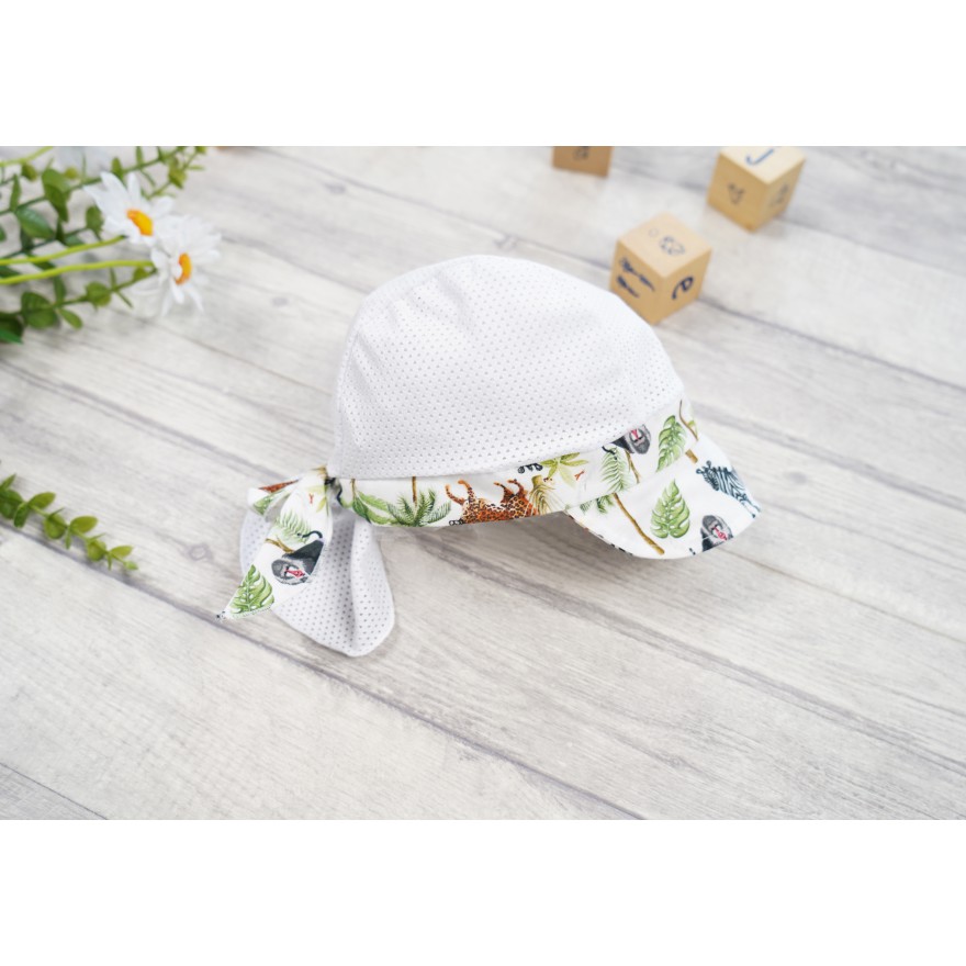 CZAPKA wiązana SAFARI z daszkiem na kark przeciw poceniu głowy