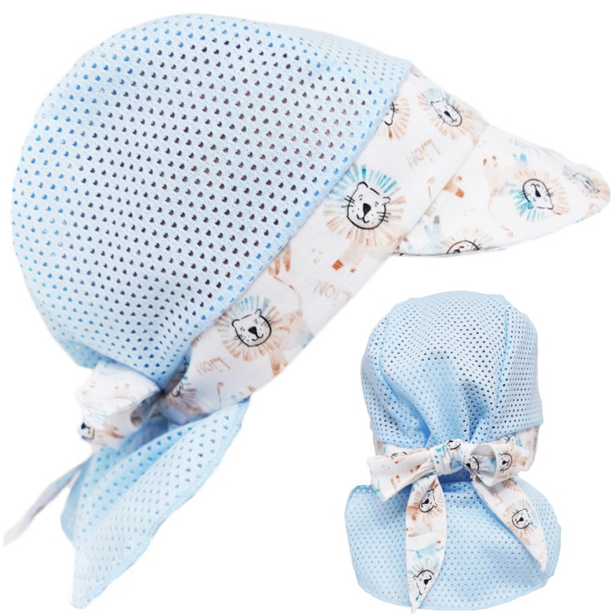 CZAPKA wiązana LEWKI z daszkiem na kark przeciw poceniu głowy