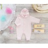 Jasny różowy KOMBINEZON niemowlęcy dresówka pajac z uszkami wiosna lato