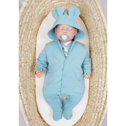 Iceberg KOMBINEZON niemowlęcy dresówka pajac z uszkami wiosna lato