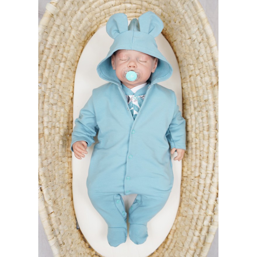 Iceberg KOMBINEZON niemowlęcy dresówka pajac z uszkami wiosna lato