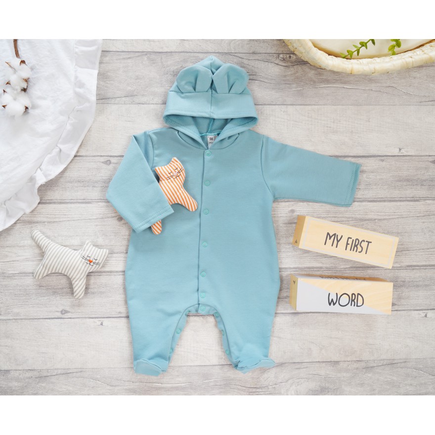 Iceberg KOMBINEZON niemowlęcy dresówka pajac z uszkami wiosna lato