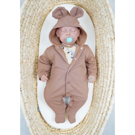 Camel KOMBINEZON niemowlęcy dresówka pajac z uszkami wiosna lato