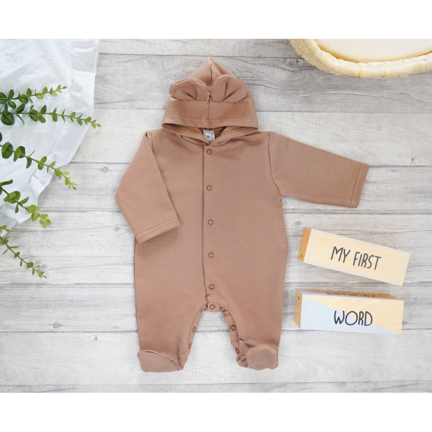 Camel KOMBINEZON niemowlęcy dresówka pajac z uszkami wiosna lato