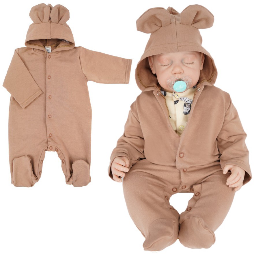 Camel KOMBINEZON niemowlęcy dresówka pajac z uszkami wiosna lato