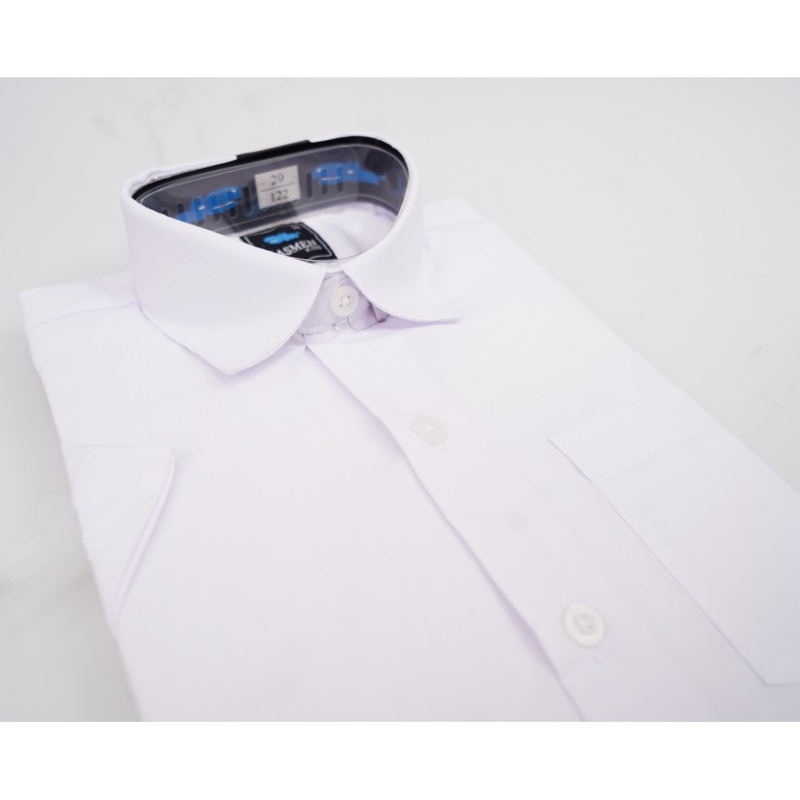 Biała gładka KOSZULA chłopięca z krótkim rękawem elegancka szkoła komunia