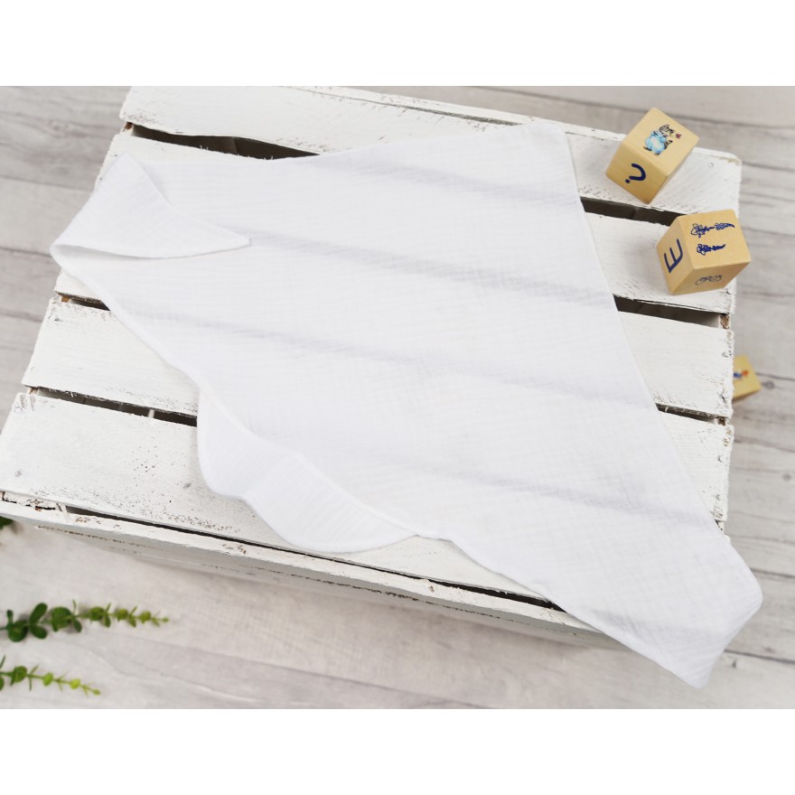 Czapka CHUSTA muślinowa biała z daszkiem wiązana LATO