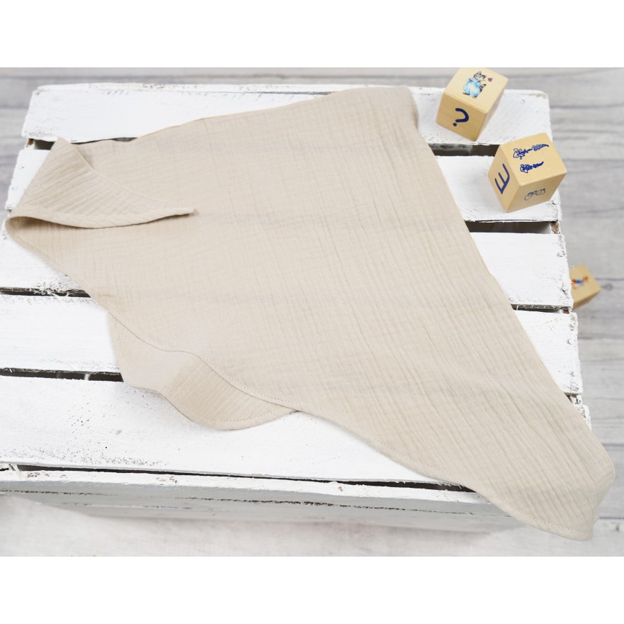 Czapka CHUSTA muślinowa beżowa z daszkiem wiązana LATO