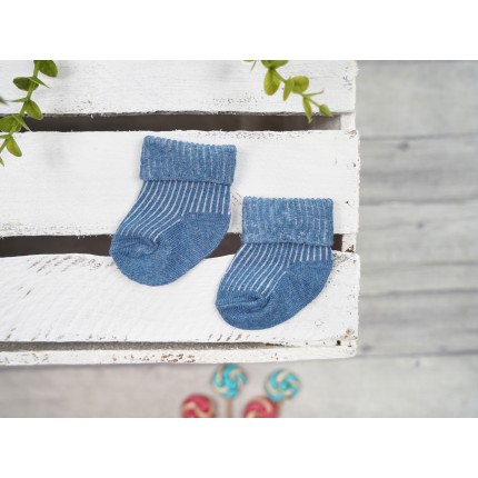 Niebieskie BAWEŁNIANE SKARPETKI bezuciskowe niemowlęce