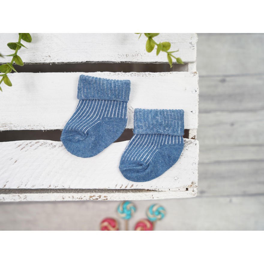 Niebieskie BAWEŁNIANE SKARPETKI bezuciskowe niemowlęce