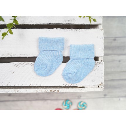 Błękitne BAWEŁNIANE SKARPETKI bezuciskowe niemowlęce