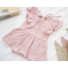BODY SUKIENKA róż MUŚLIN z ozdobnym krótkim rękawem
