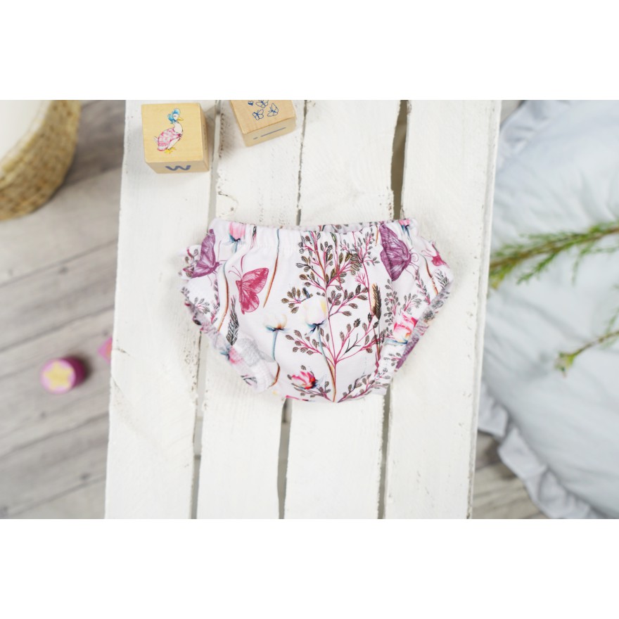 BLOOMERSY dziewczęce MAJTKI kolorowe w kwiaty z falbankami