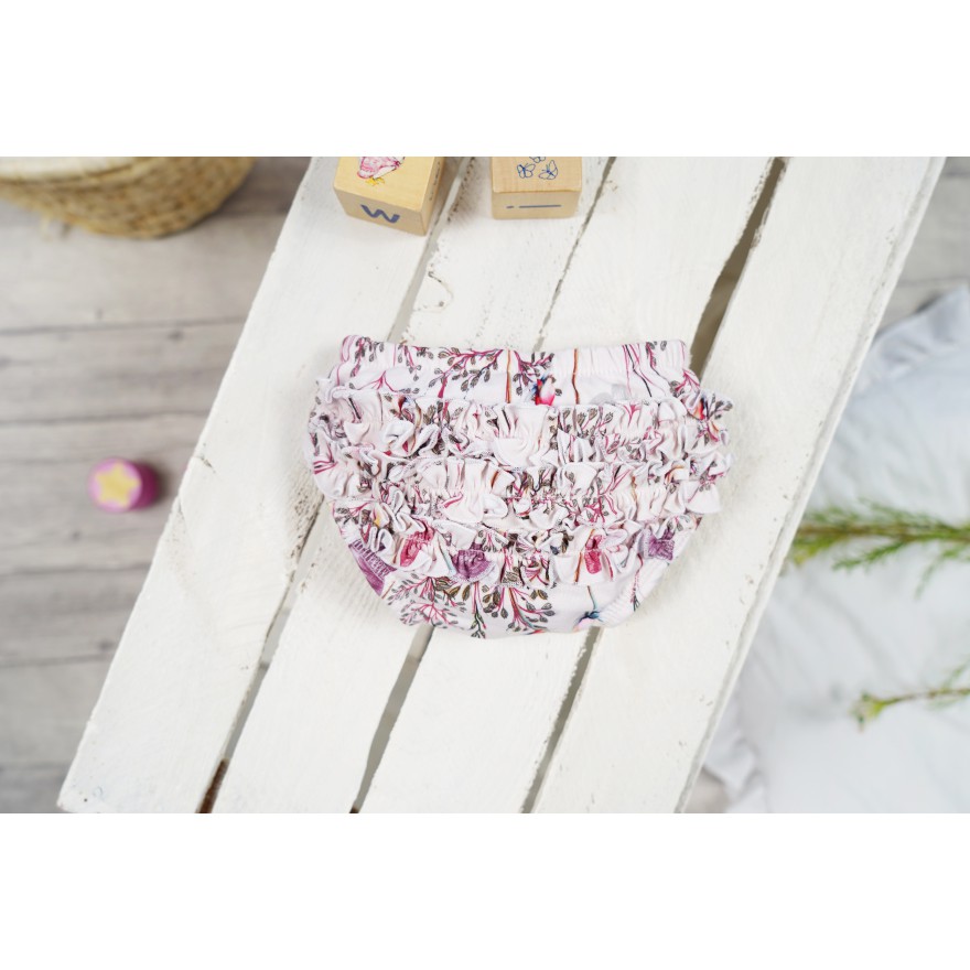 BLOOMERSY dziewczęce MAJTKI kolorowe w kwiaty z falbankami