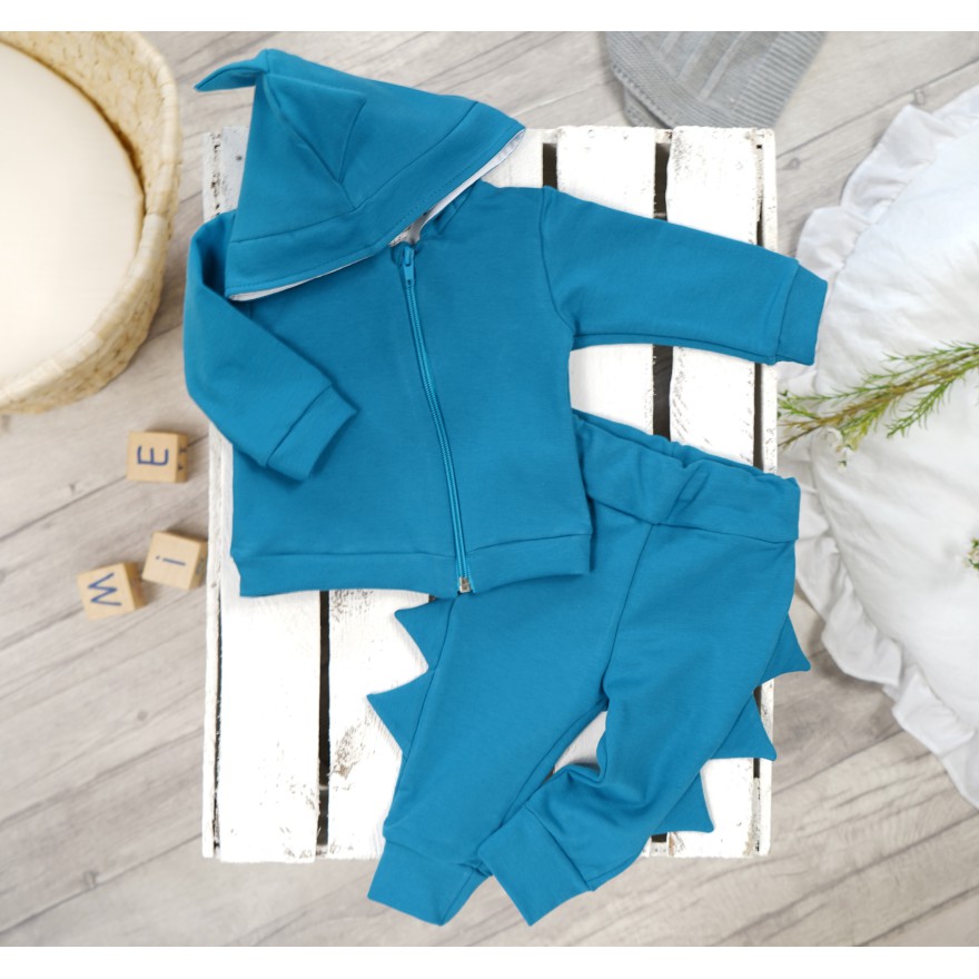 Turkusowy komplet DRES dino bluza i spodnie