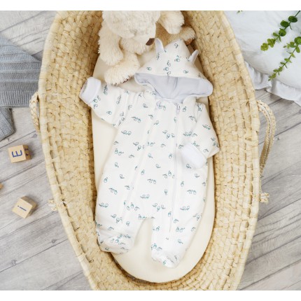 Kombinezon ecru w ptaszki ocieplany z dresówki