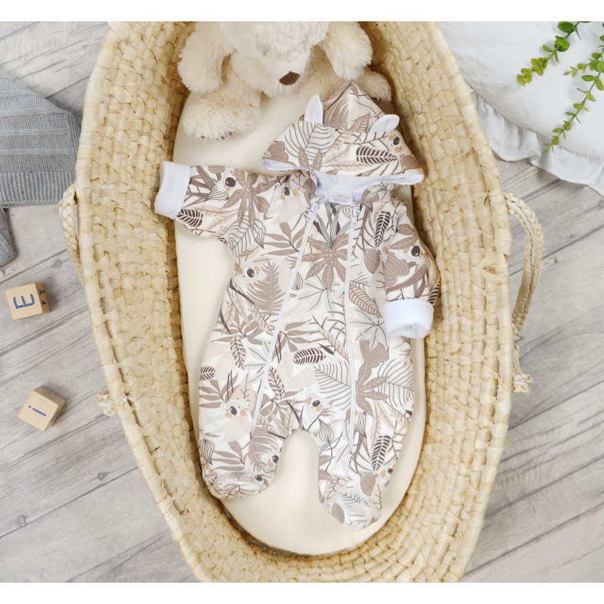 Kombinezon ecru w misie koala ocieplany z dresówki